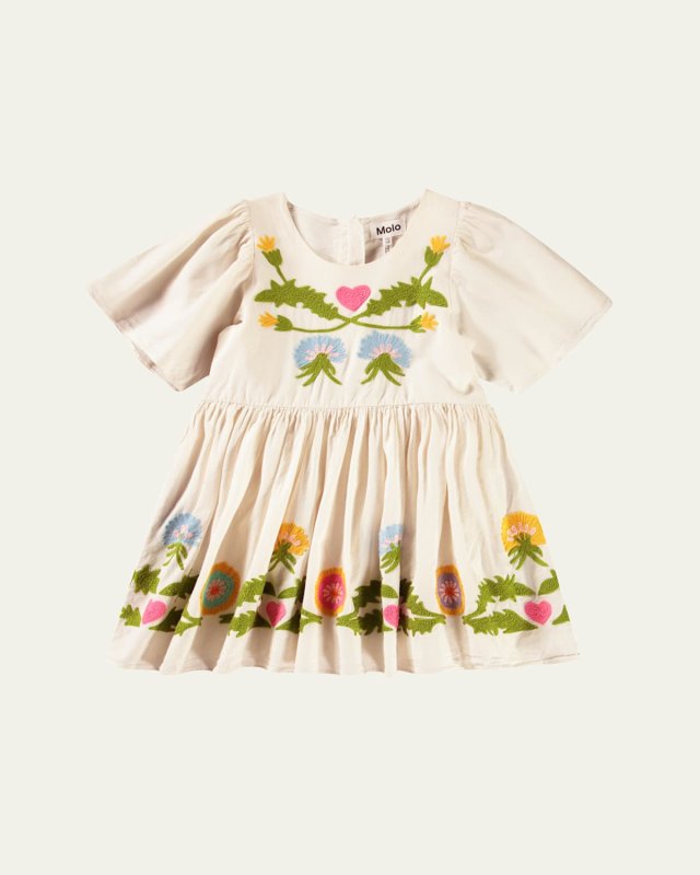 Girl's Carlin Floral Crotchet Dress, Size 3T